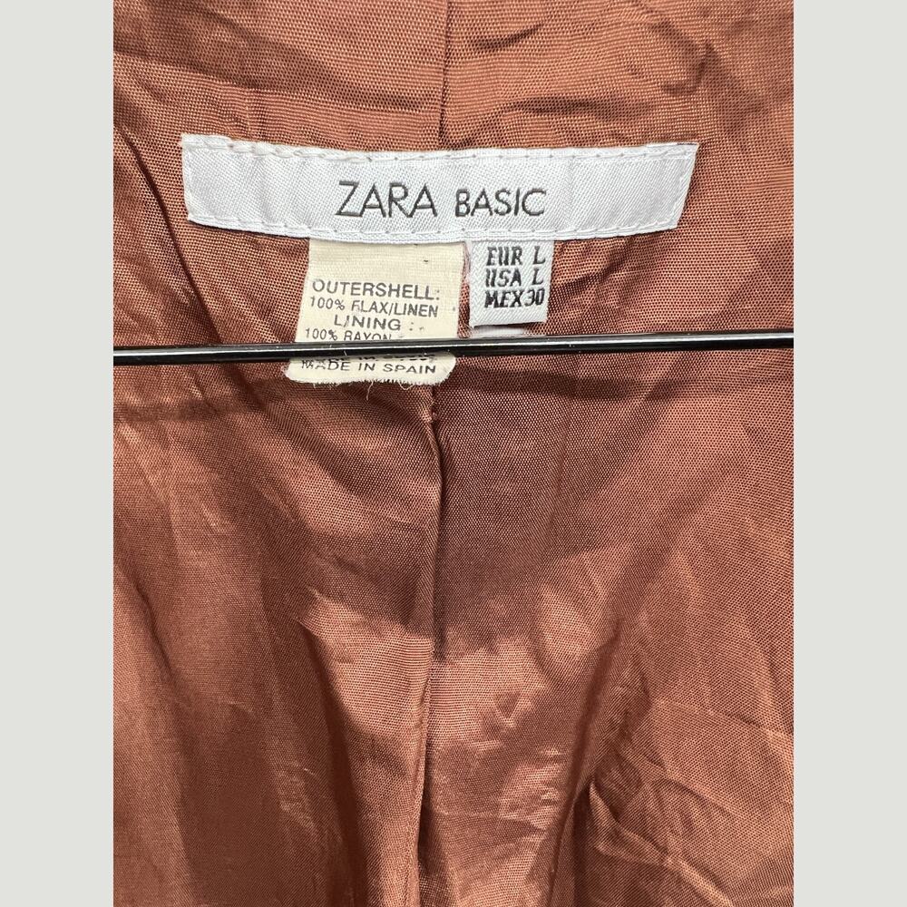 Zara Basic Linen Belted Utility Jacket Brown Wome… - image 8
